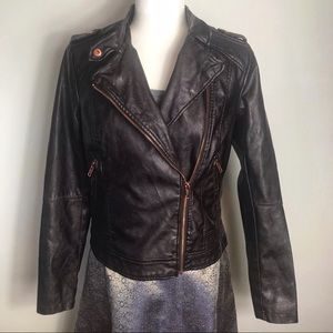 a.n.a Chocolate Brown Copper Zipper Moto Jacket S